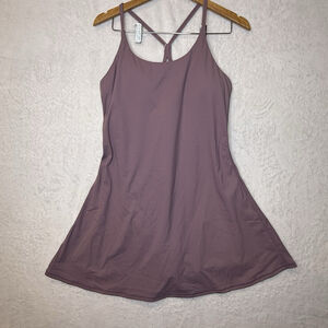 Halara XL Everyday Cloudful Backless 2-in-1 Flare Workout Dress-Wannabe Purple